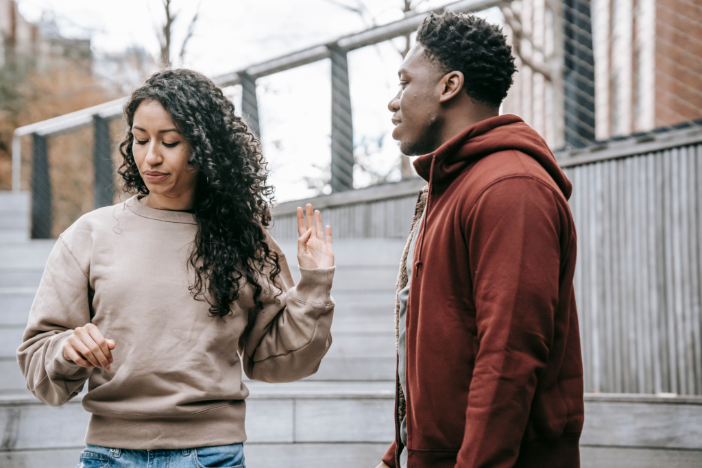 How to reset your relationship by breaking toxic cycles. Couple having a disagreement.