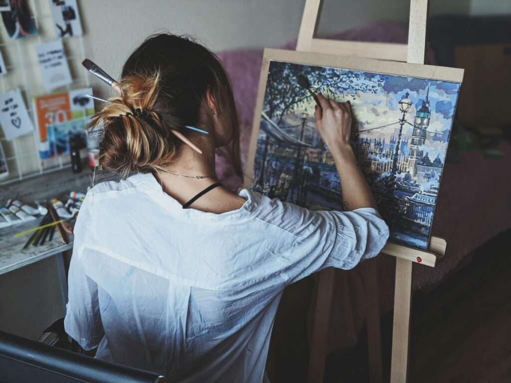 A woman painting 